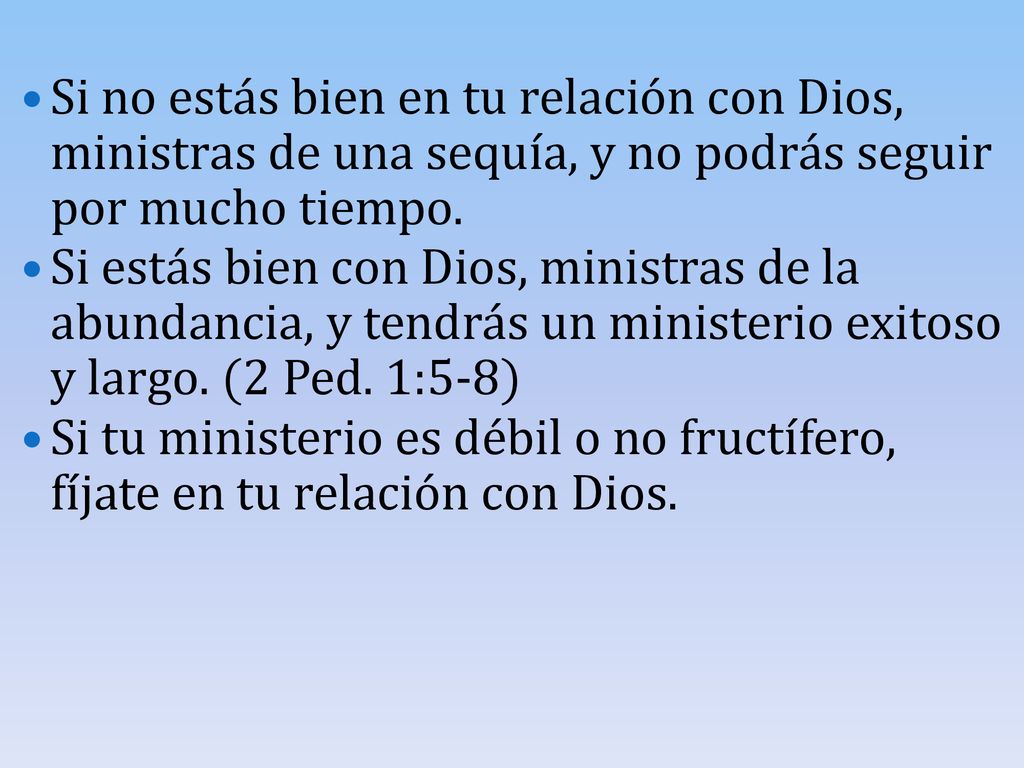 Si no estás bien en tu relación con Dios, ministras de una sequía, y no podrás seguir por mucho tiempo.