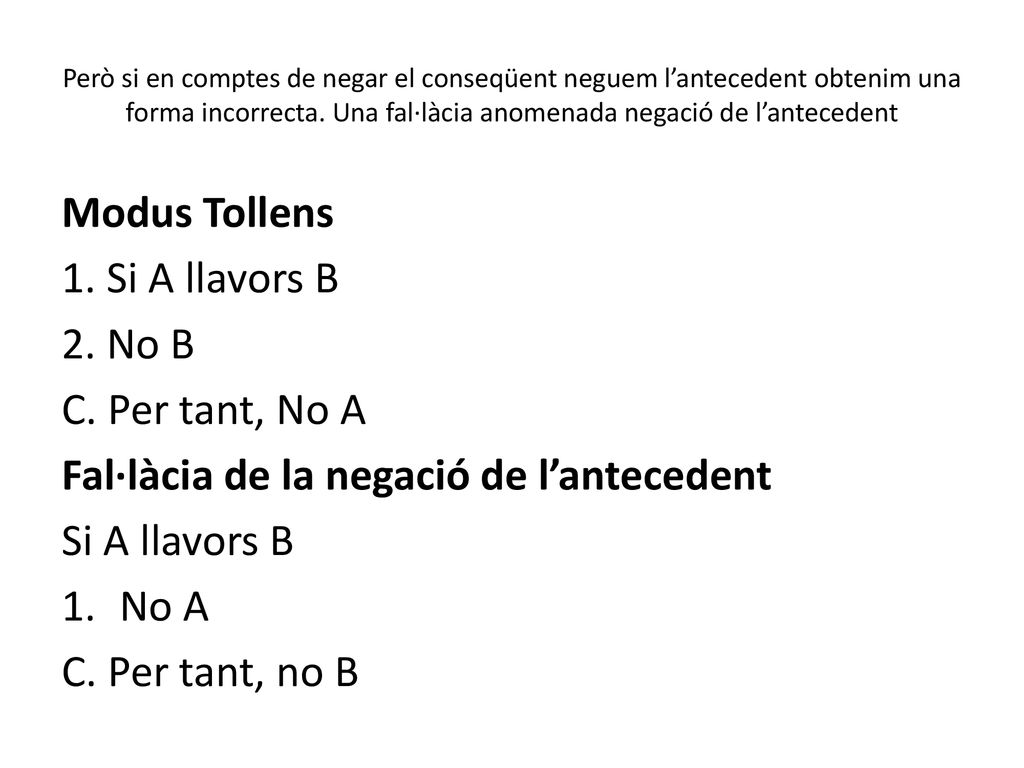 Fal·làcia de la negació de l’antecedent Si A llavors B No A