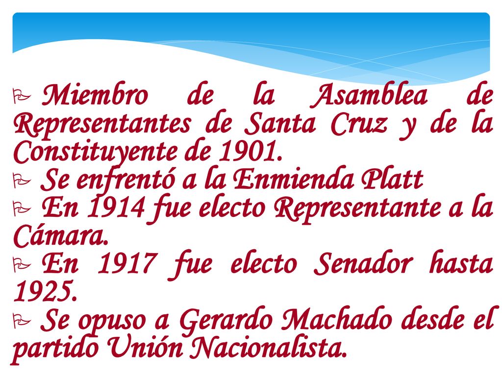 Miembro de la Asamblea de Representantes de Santa Cruz y de la Constituyente de 1901.
