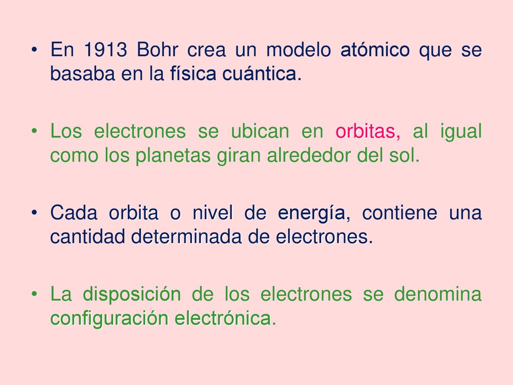 En 1913 Bohr crea un modelo atómico que se basaba en la física cuántica.