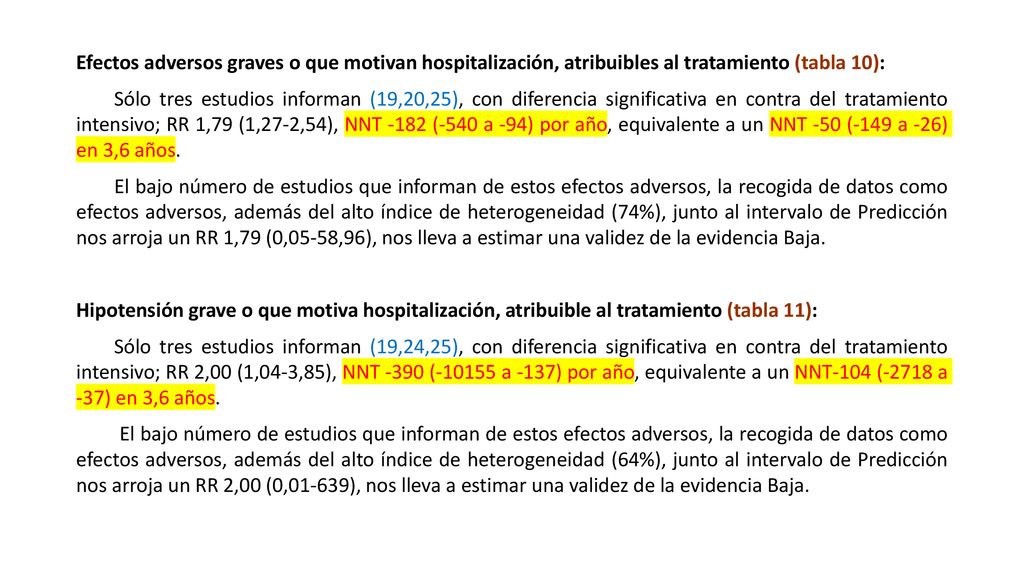 Efectos adversos graves o que motivan hospitalización, atribuibles al tratamiento (tabla 10):