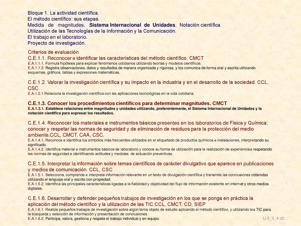 Bloque 1. La actividad científica. El método científico: sus etapas.