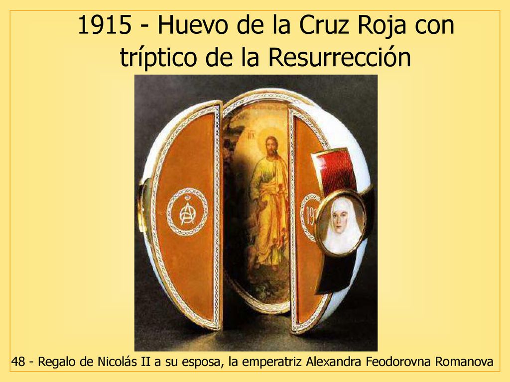 Huevo de la Cruz Roja con tríptico de la Resurrección