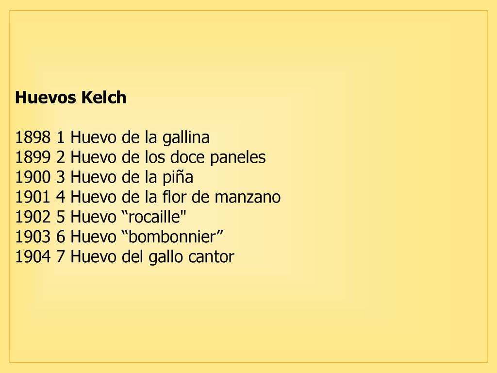 Huevos Kelch Huevo de la gallina Huevo de los doce paneles Huevo de la piña Huevo de la flor de manzano Huevo rocaille Huevo bombonnier Huevo del gallo cantor