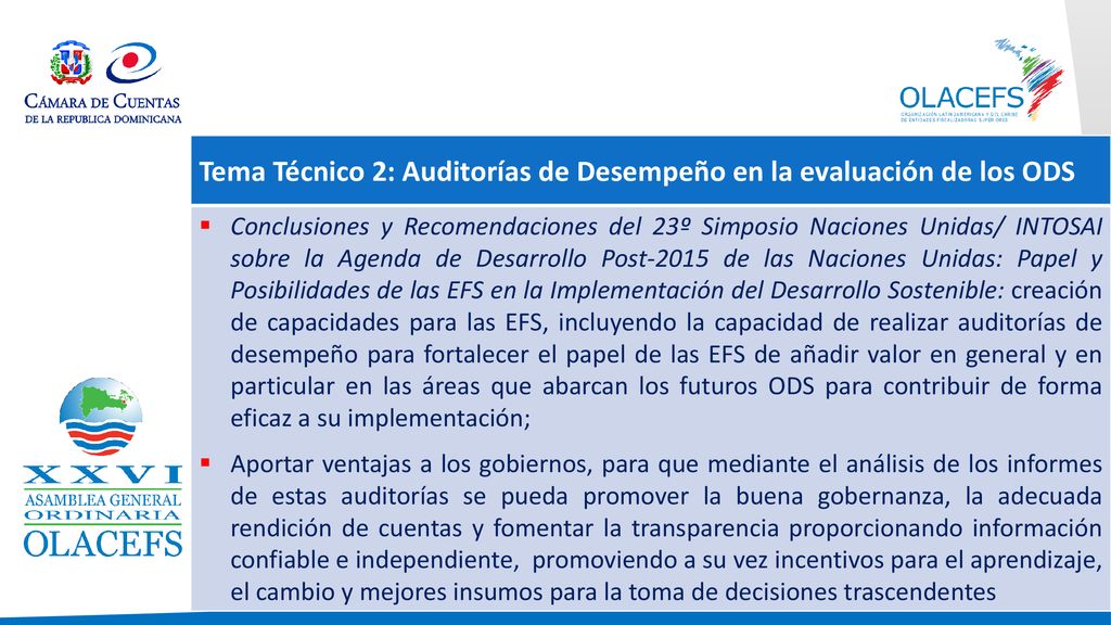 Tema Técnico 2: Auditorías de Desempeño en la evaluación de los ODS
