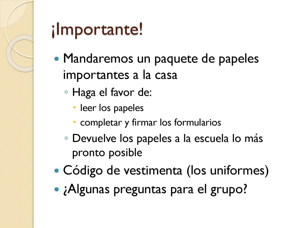 ¡Importante! Mandaremos un paquete de papeles importantes a la casa