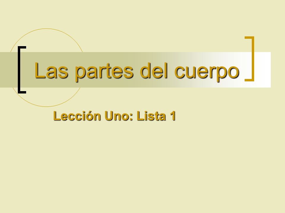 Las partes del cuerpo Lección Uno: Lista 1