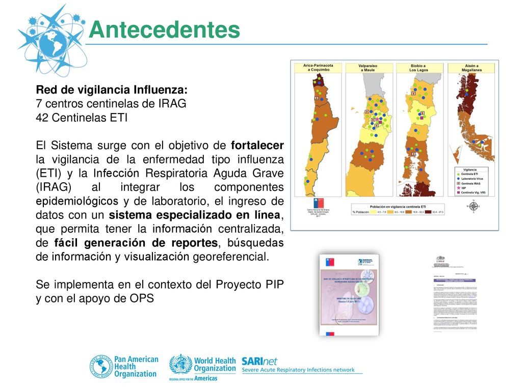 Antecedentes Red de vigilancia Influenza: 7 centros centinelas de IRAG