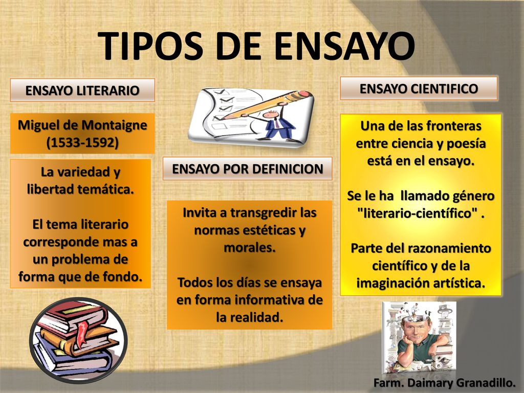 TIPOS DE ENSAYO ENSAYO CIENTIFICO ENSAYO LITERARIO