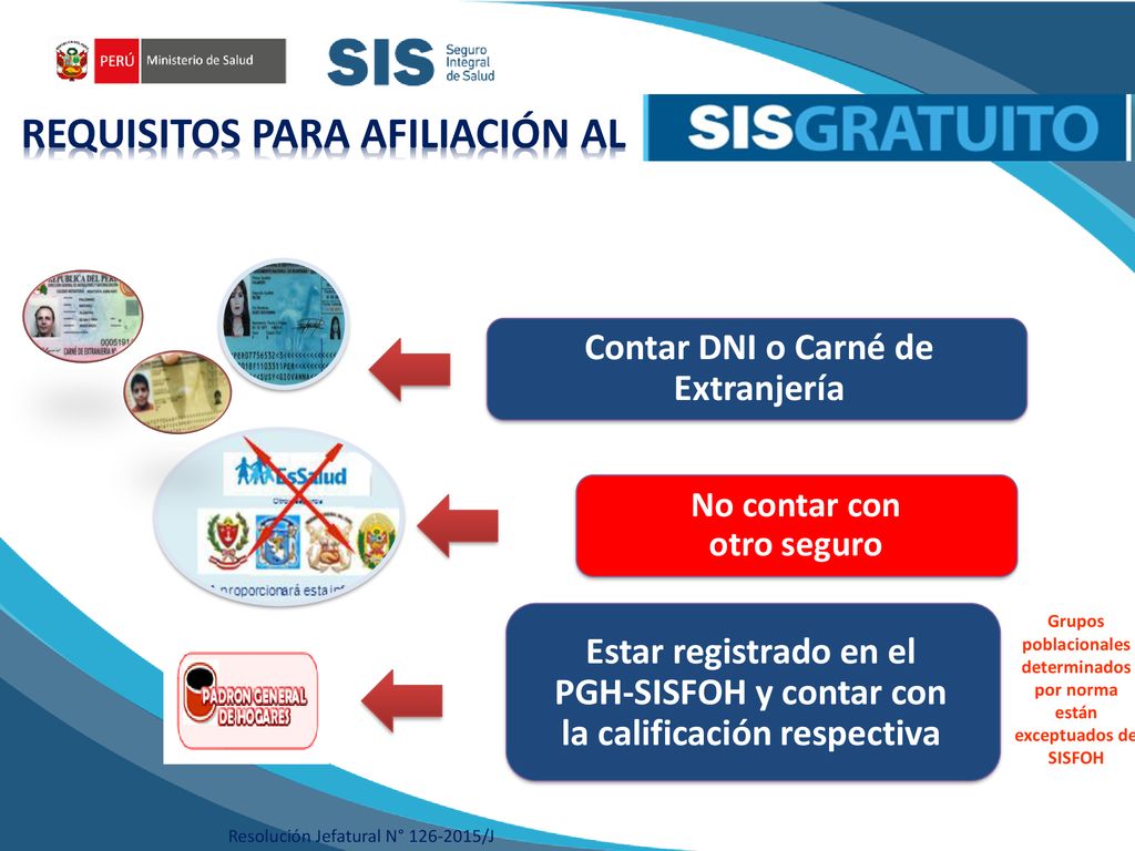 Contar DNI o Carné de Extranjería No contar con otro seguro