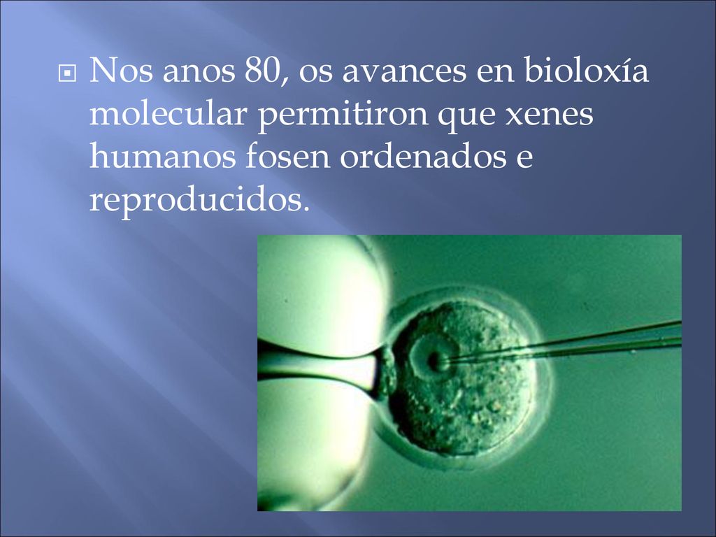 Nos anos 80, os avances en bioloxía molecular permitiron que xenes humanos fosen ordenados e reproducidos.