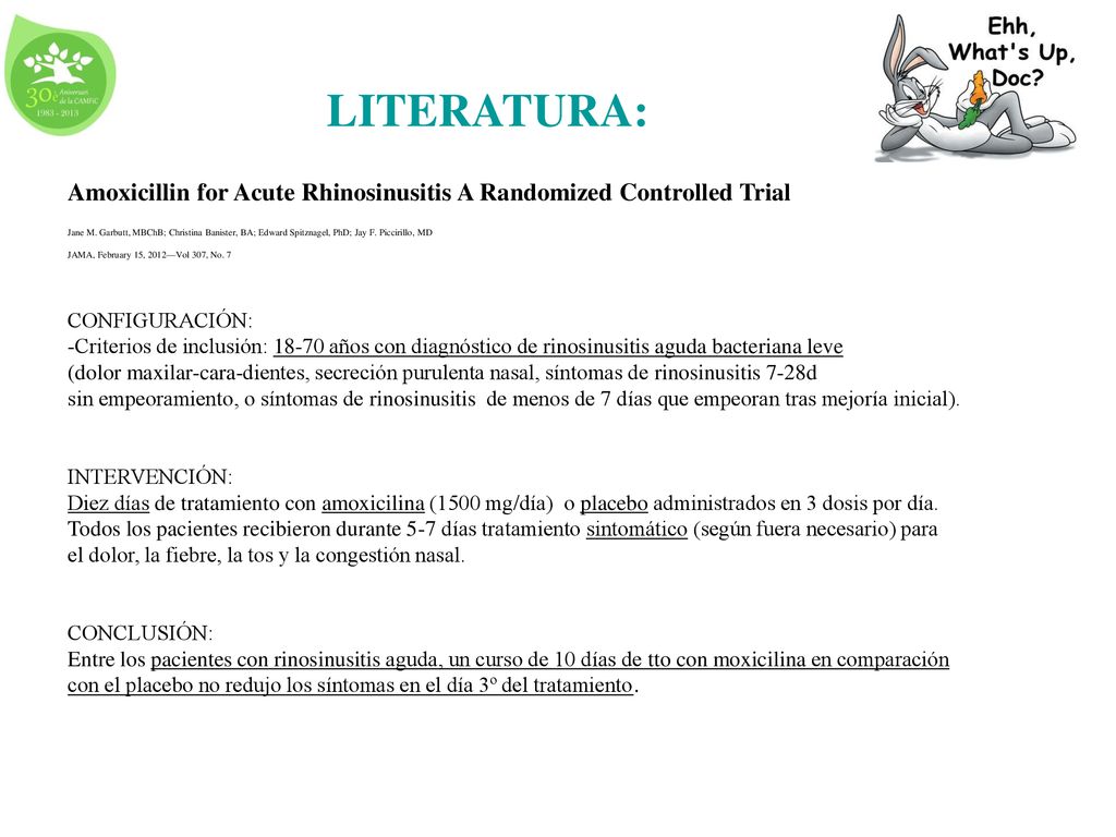 LITERATURA: Amoxicillin for Acute Rhinosinusitis A Randomized Controlled Trial.