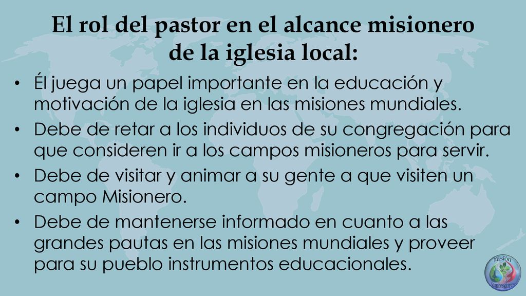 El rol del pastor en el alcance misionero de la iglesia local: