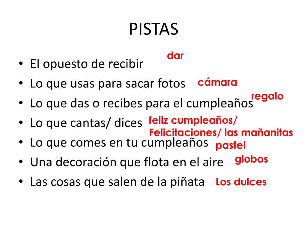 PISTAS El opuesto de recibir Lo que usas para sacar fotos