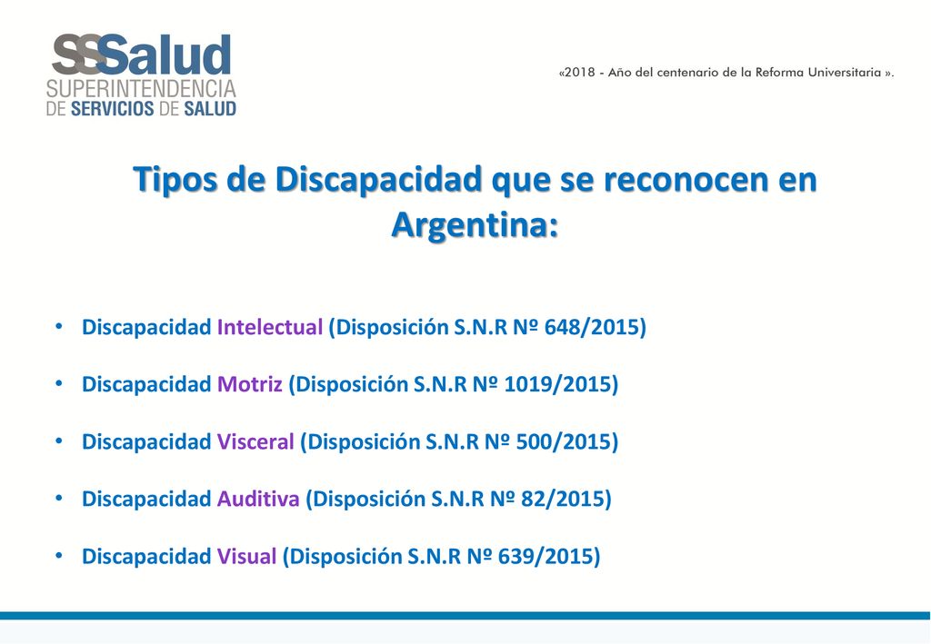 Tipos de Discapacidad que se reconocen en Argentina: