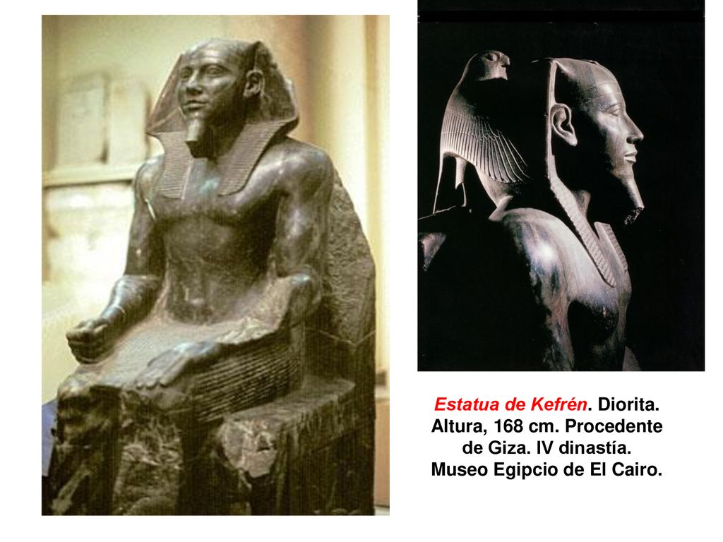 Estatua de Kefrén. Diorita. Altura, 168 cm. Procedente de Giza