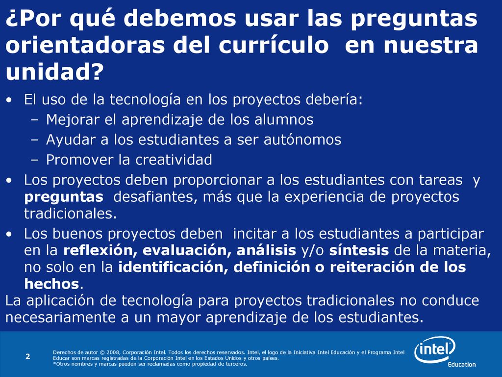 ¿Por qué debemos usar las preguntas orientadoras del currículo en nuestra unidad