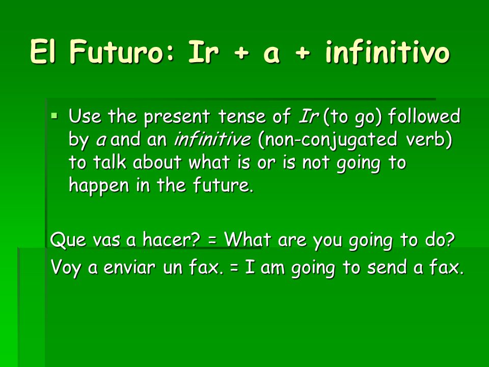 El Futuro: Ir + a + infinitivo