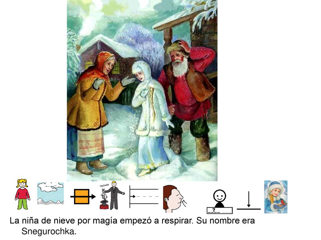 La niña de nieve por magía empezó a respirar. Su nombre era Snegurochka.