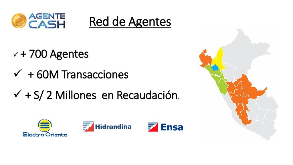 Red de Agentes + 60M Transacciones + S/ 2 Millones en Recaudación.