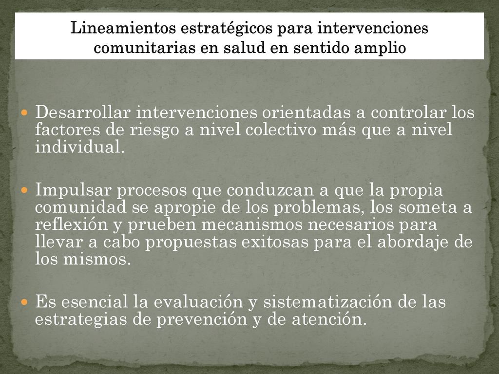 Lineamientos estratégicos para intervenciones comunitarias en salud en sentido amplio