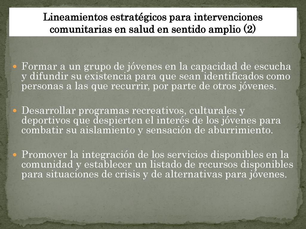 Lineamientos estratégicos para intervenciones comunitarias en salud en sentido amplio (2)
