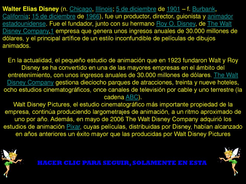 Walter Elias Disney (n. Chicago, Illinois; 5 de diciembre de 1901 – f