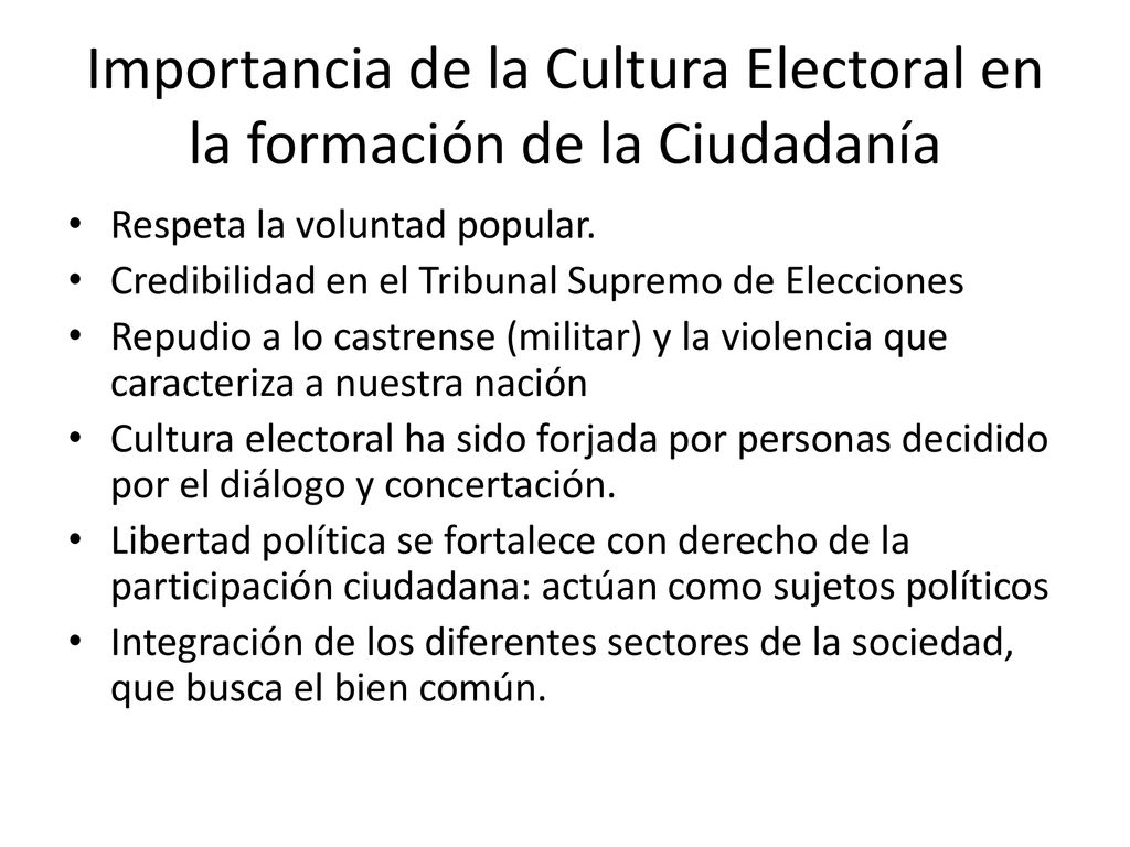 Importancia de la Cultura Electoral en la formación de la Ciudadanía