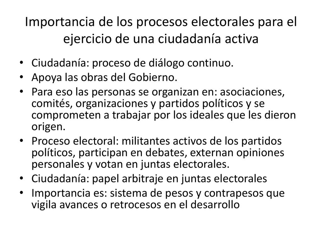 Importancia de los procesos electorales para el ejercicio de una ciudadanía activa