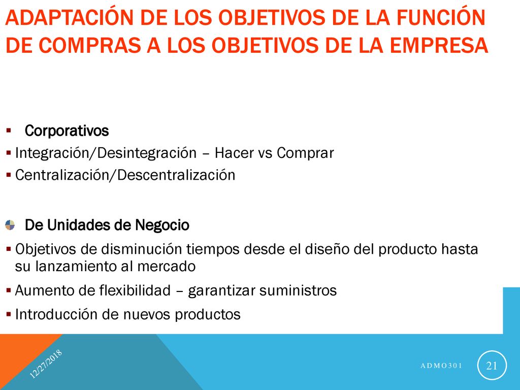 Adaptación de los objetivos de la función de compras a los objetivos de la empresa