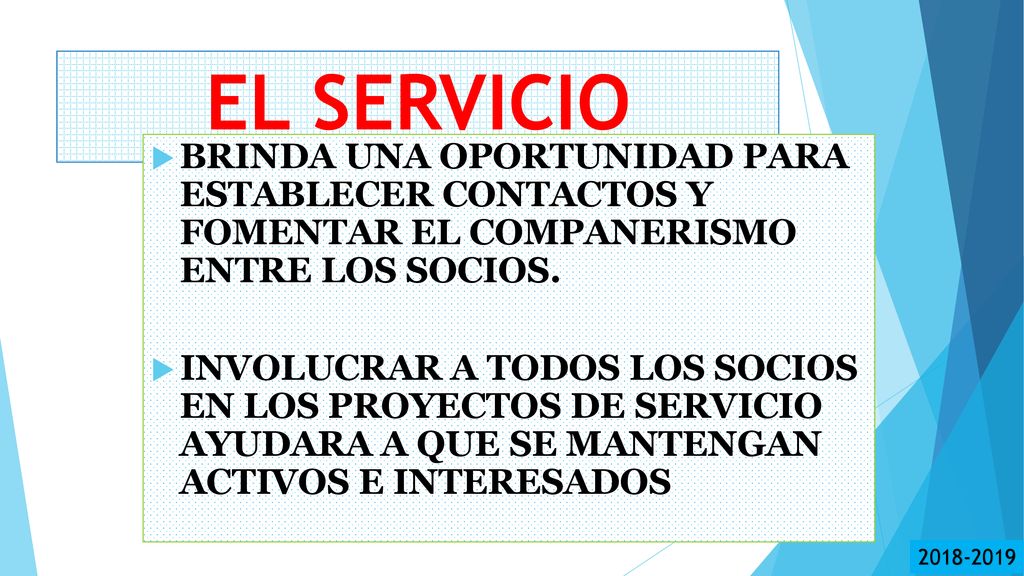 EL SERVICIO BRINDA UNA OPORTUNIDAD PARA ESTABLECER CONTACTOS Y FOMENTAR EL COMPANERISMO ENTRE LOS SOCIOS.