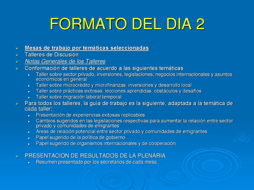 FORMATO DEL DIA 2 Mesas de trabajo por temáticas seleccionadas