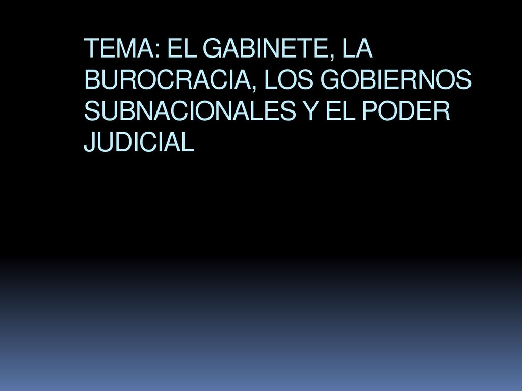 TEMA: EL GABINETE, LA BUROCRACIA, LOS GOBIERNOS SUBNACIONALES Y EL PODER JUDICIAL