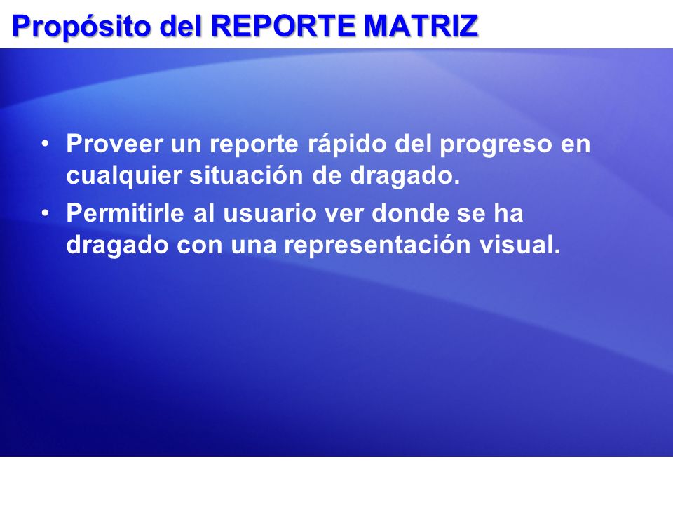 Propósito del REPORTE MATRIZ
