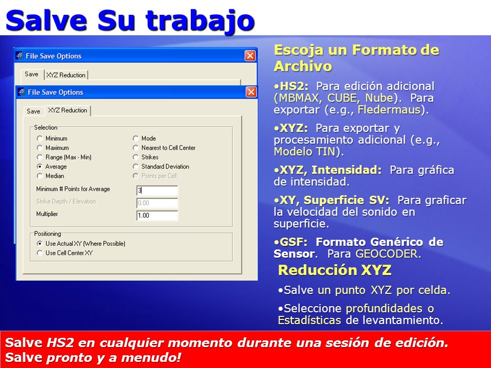 Salve Su trabajo Escoja un Formato de Archivo Reducción XYZ