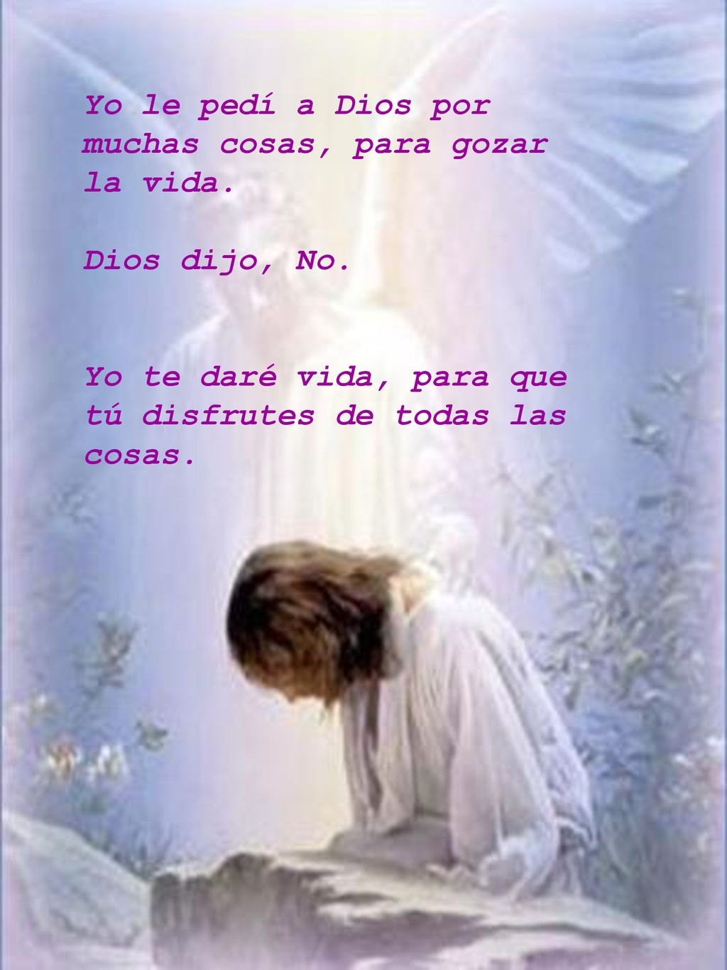 Yo le pedí a Dios por muchas cosas, para gozar la vida.