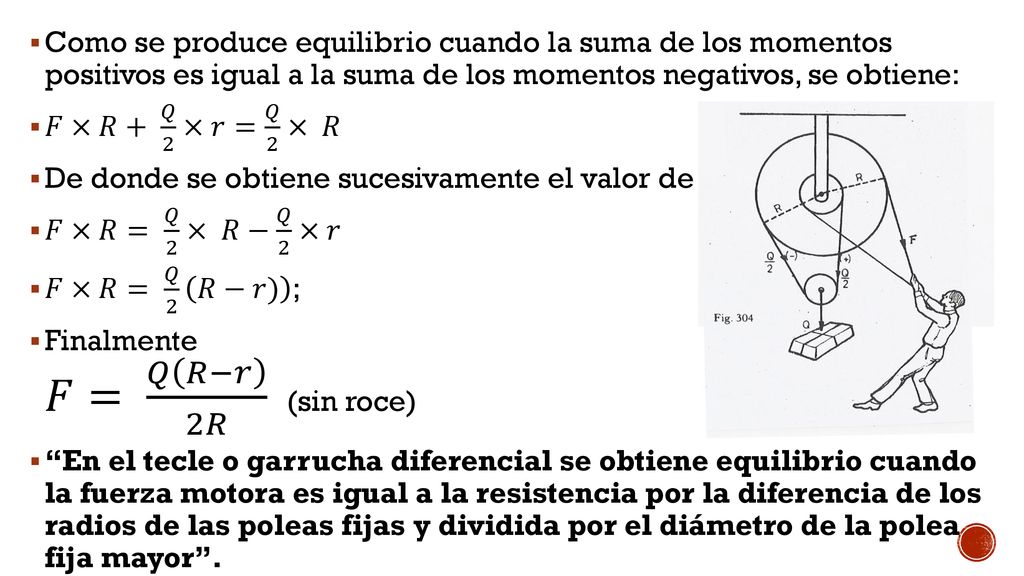 Como se produce equilibrio cuando la suma de los momentos positivos es igual a la suma de los momentos negativos, se obtiene: