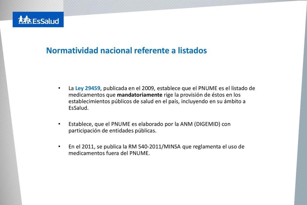 Normatividad nacional referente a listados