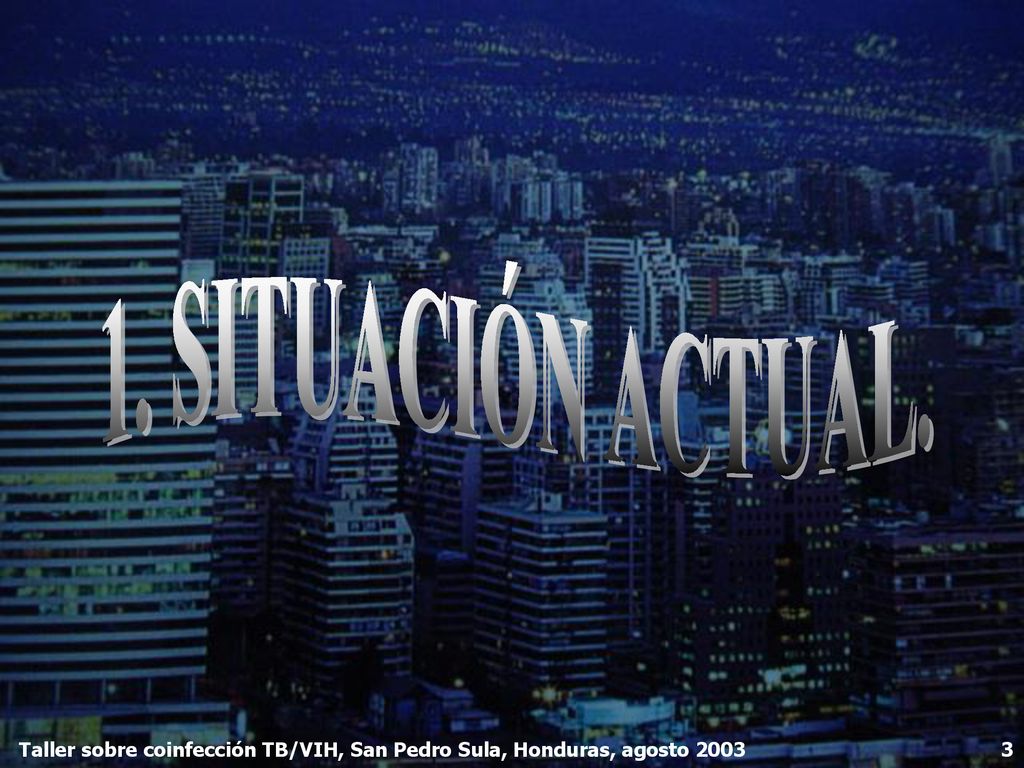 1. SITUACIÓN ACTUAL. Taller sobre coinfección TB/VIH, San Pedro Sula, Honduras, agosto 2003