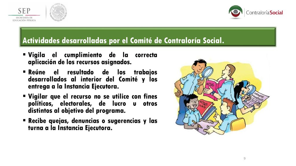 Actividades desarrolladas por el Comité de Contraloría Social.