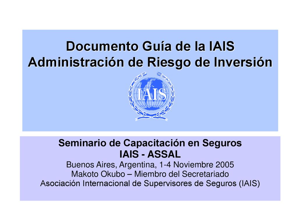 Documento Guía de la IAIS Administración de Riesgo de Inversión