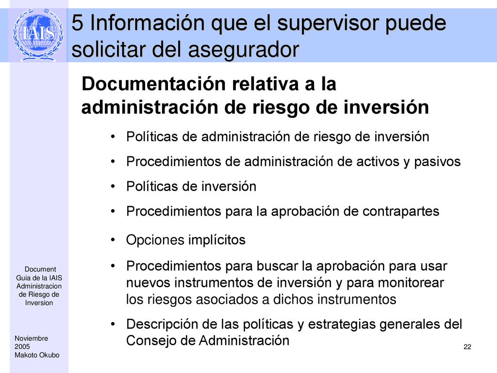 5 Información que el supervisor puede solicitar del asegurador