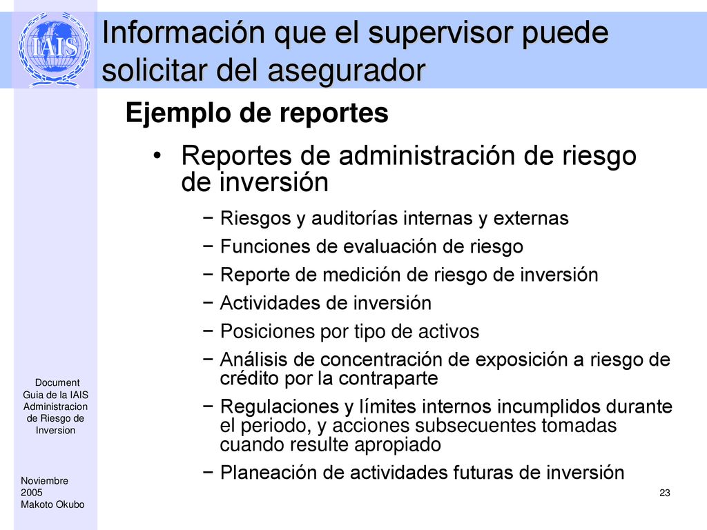 Información que el supervisor puede solicitar del asegurador