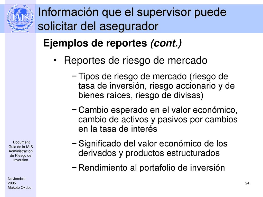 Información que el supervisor puede solicitar del asegurador