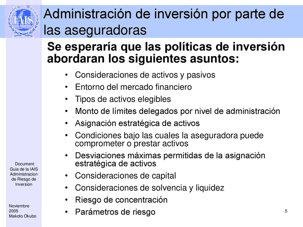 Administración de inversión por parte de las aseguradoras