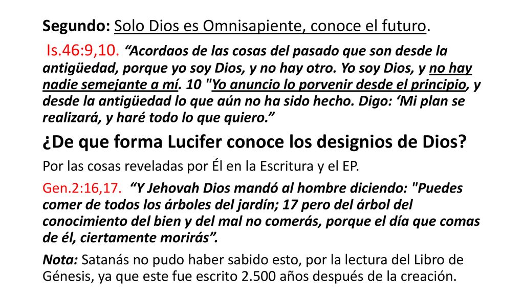 ¿De que forma Lucifer conoce los designios de Dios