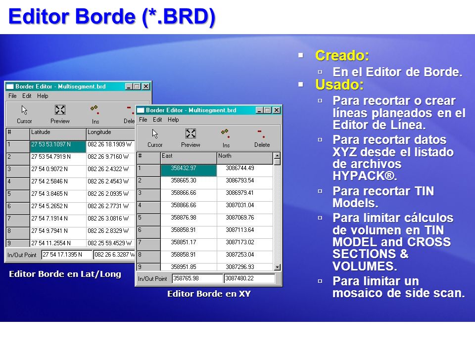 Editor Borde (*.BRD) Creado: Usado: En el Editor de Borde.