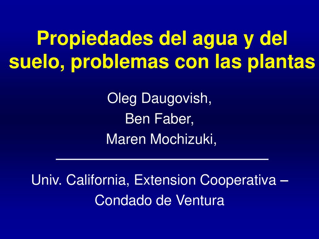 Propiedades del agua y del suelo, problemas con las plantas