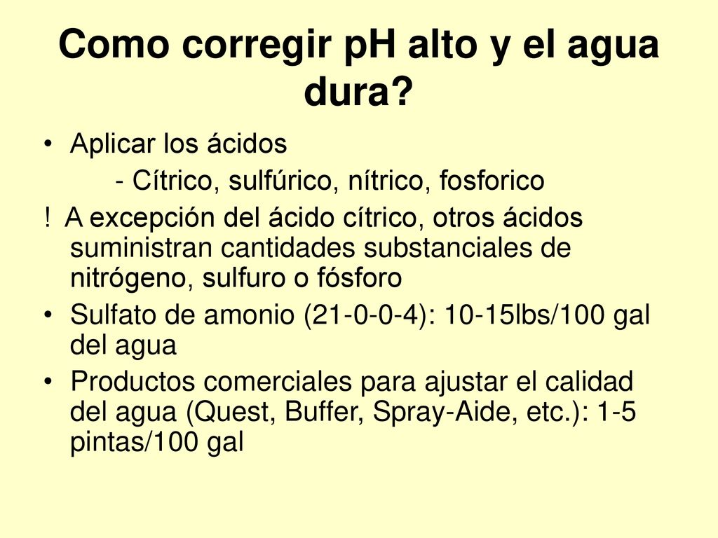 Como corregir pH alto y el agua dura