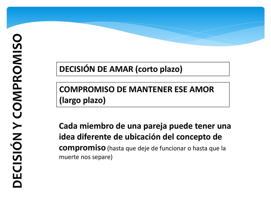 DECISIÓN Y COMPROMISO DECISIÓN DE AMAR (corto plazo)